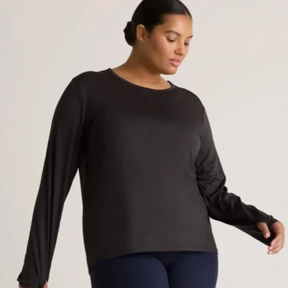 *New w/ Tags* Quince Brand Flowknit Breeze Long Sleve Top in Black Sz S - Picture 1 of 4